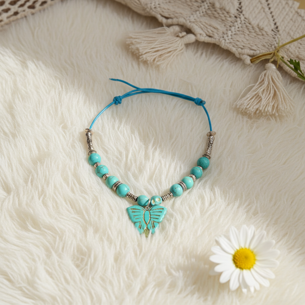 Howlite Turquoise Anklet - Connie’s Crystals 