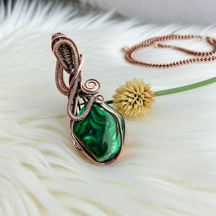 Malachite Wire Wrapped Pendant - Connie’s Crystals 