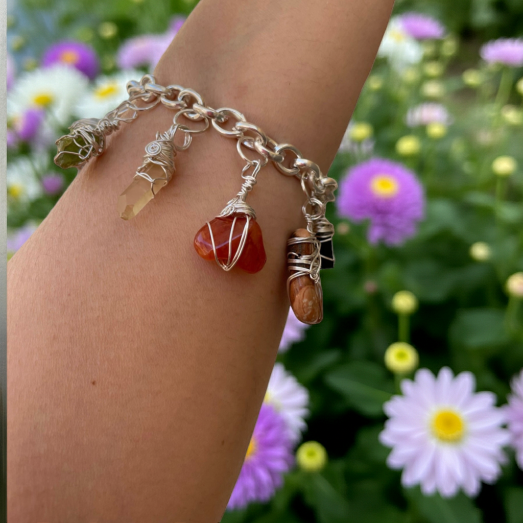 Chakra Wire Wrapped Gemstone Charm Bracelets - Connie’s Crystals 