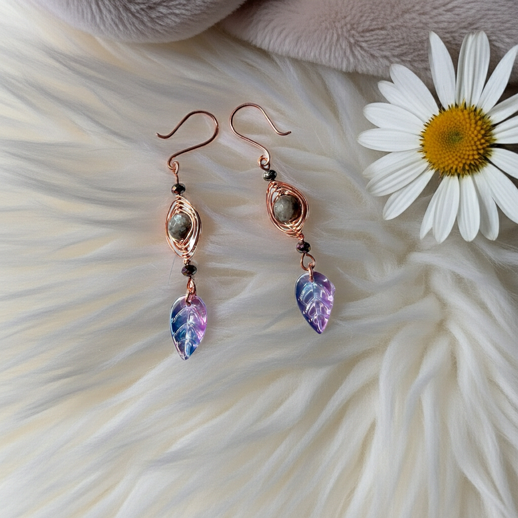 Labradorite Herringbone Earrings - Connie’s Crystals 
