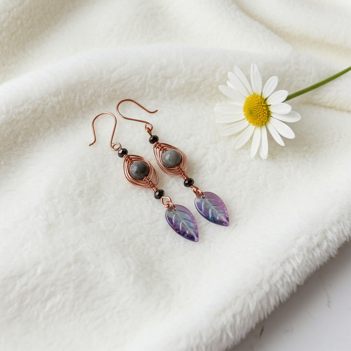 Labradorite Herringbone Earrings - Connie’s Crystals 
