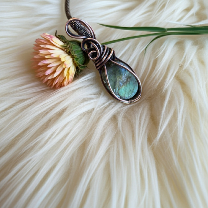 Wire Wrapped Labradorite Pendant - Connie’s Crystals 