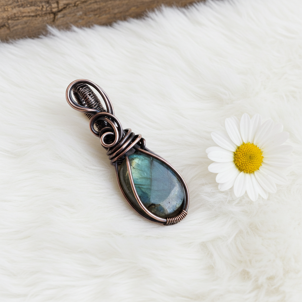 Wire Wrapped Labradorite Pendant - Connie’s Crystals 