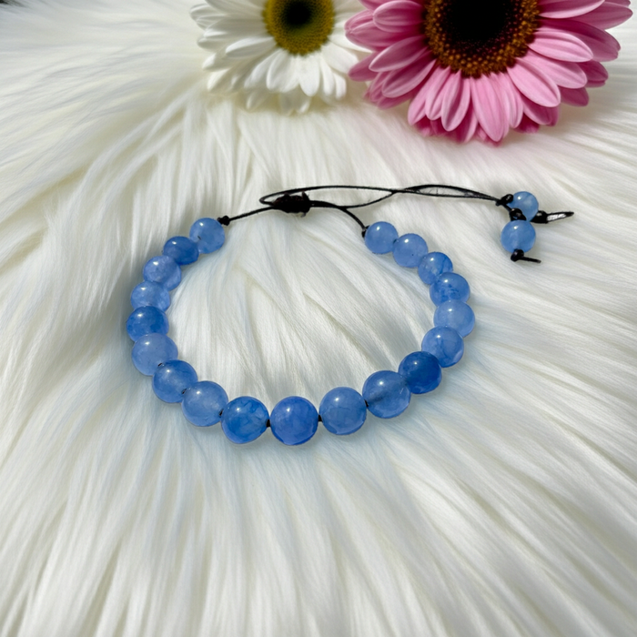 African Blue Topaz Bracelet on Adjustable Leather Cord. - Connie’s Crystals 