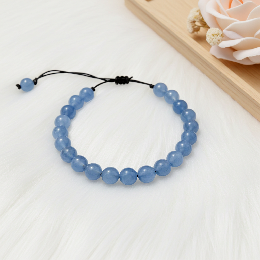 African Blue Topaz Bracelet on Adjustable Leather Cord. - Connie’s Crystals 