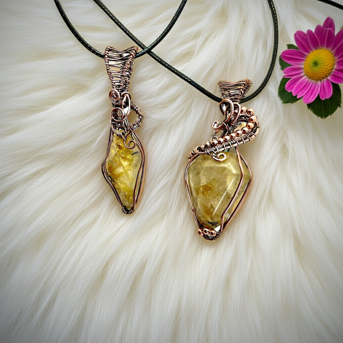 Rutilated Quartz Wire Wrapped Pendant - Connie’s Crystals 
