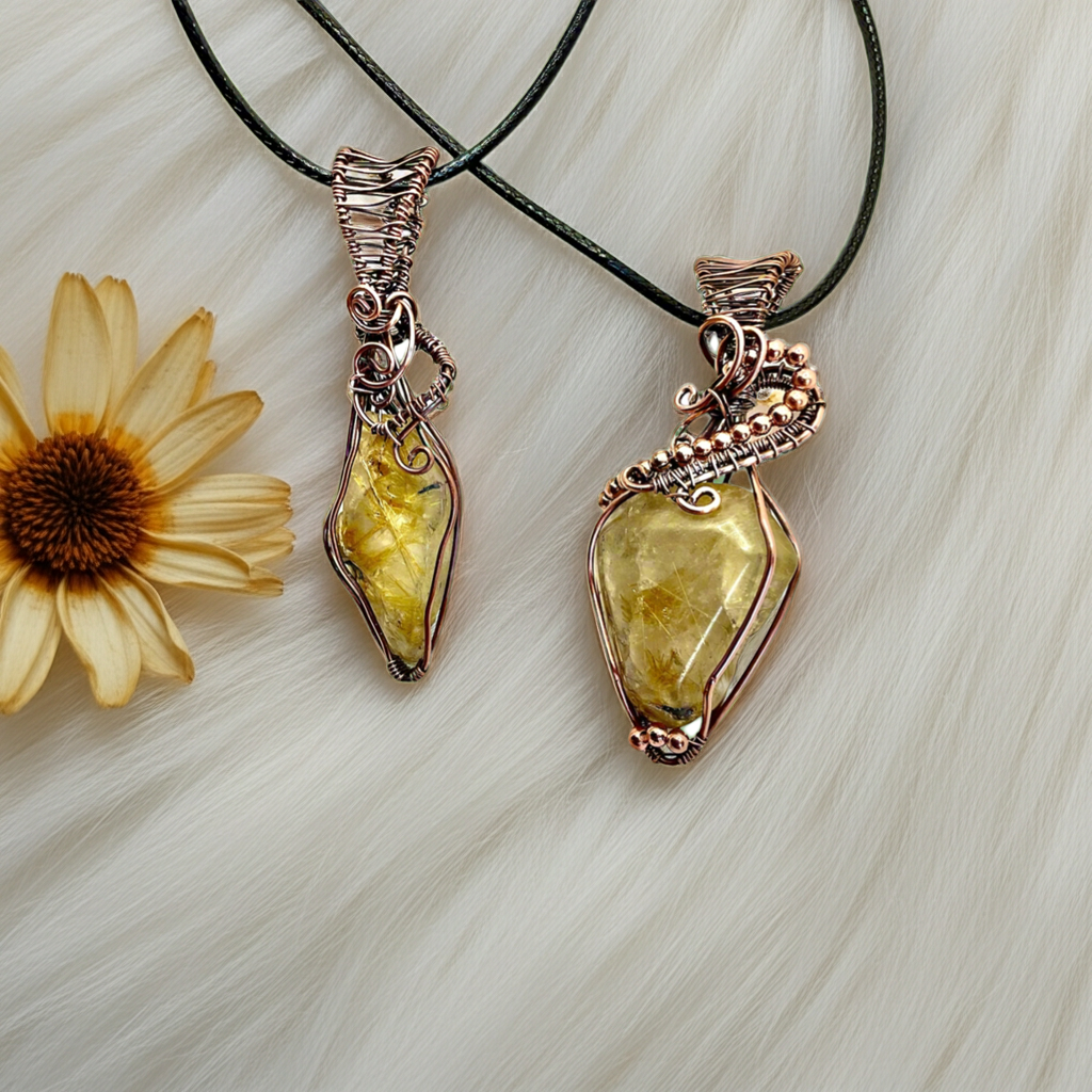 Rutilated Quartz Wire Wrapped Pendant - Connie’s Crystals 