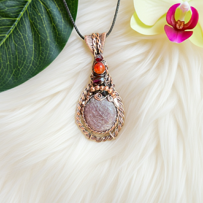 Corundum Ruby Wire Wrapped Pendant