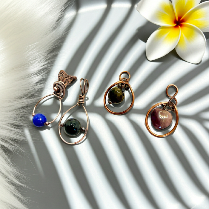 Amethyst, Obsidian and Sapphire Mini Fidget Pendants - Connie’s Crystals 