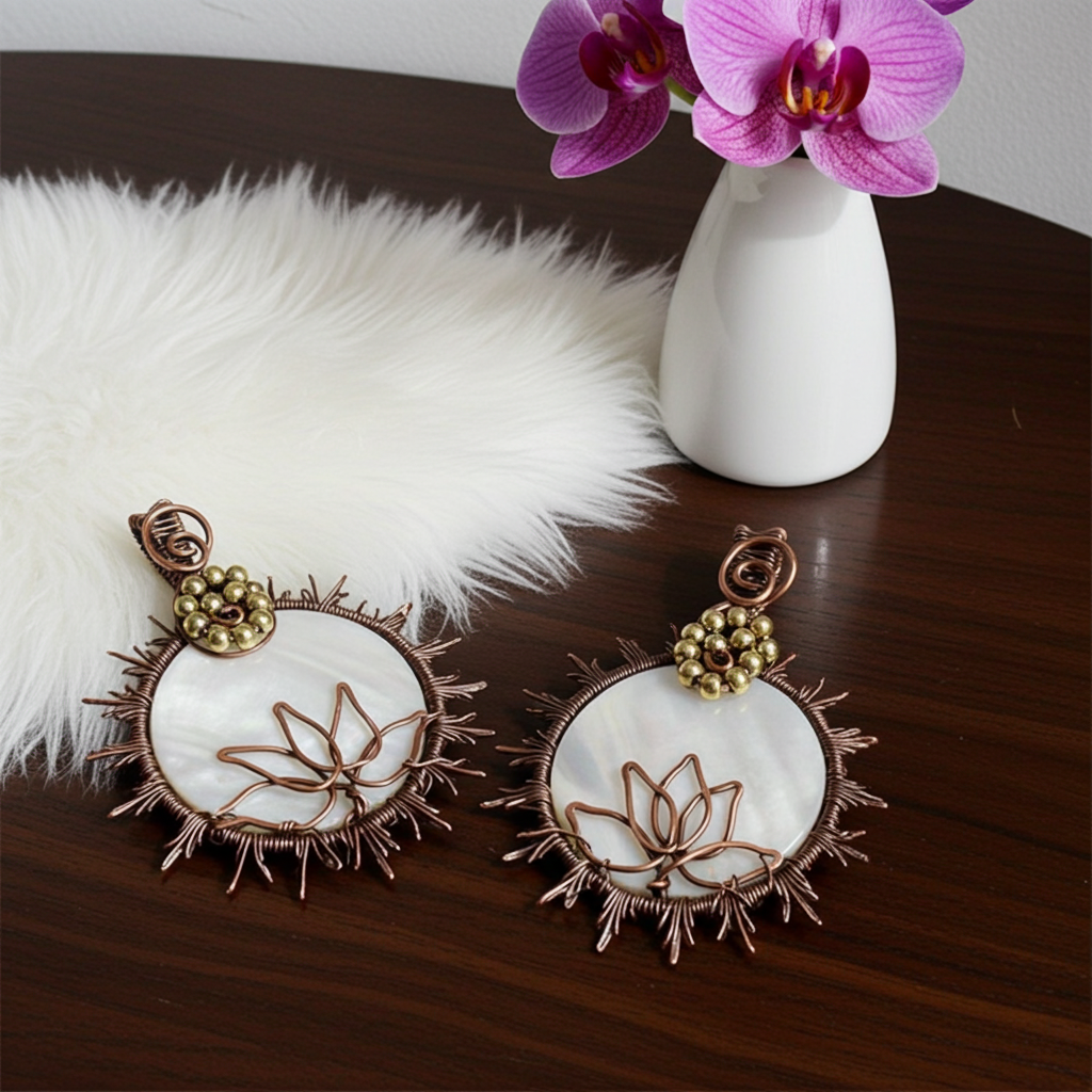 Mother of Pearl Lotus Sun Pendants - Connie’s Crystals 