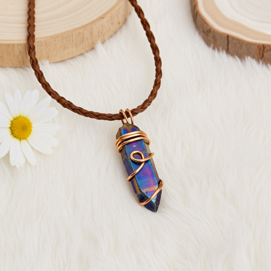 Titanium Aura Wire Wrapped Quartz Points. - Connie’s Crystals 