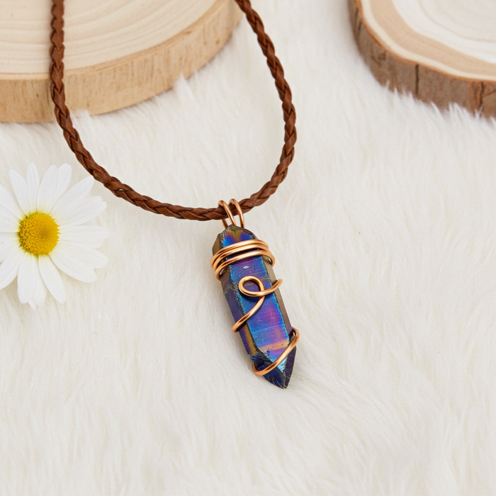 Titanium Aura Wire Wrapped Quartz Points. - Connie’s Crystals 