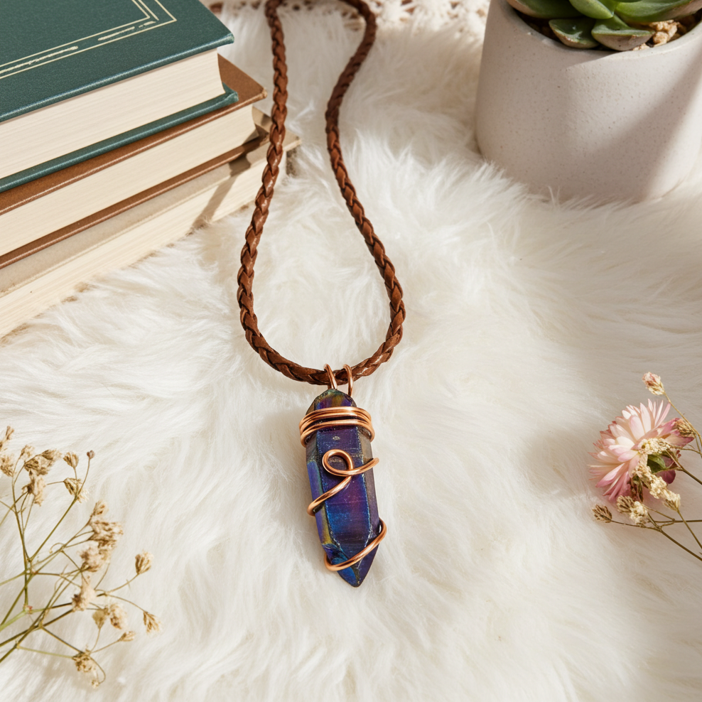 Titanium Aura Wire Wrapped Quartz Points. - Connie’s Crystals 