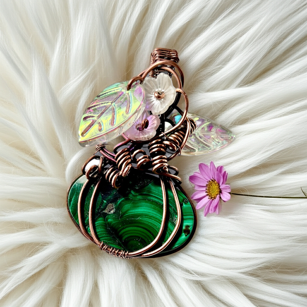 Malachite Pumpkin Pendant