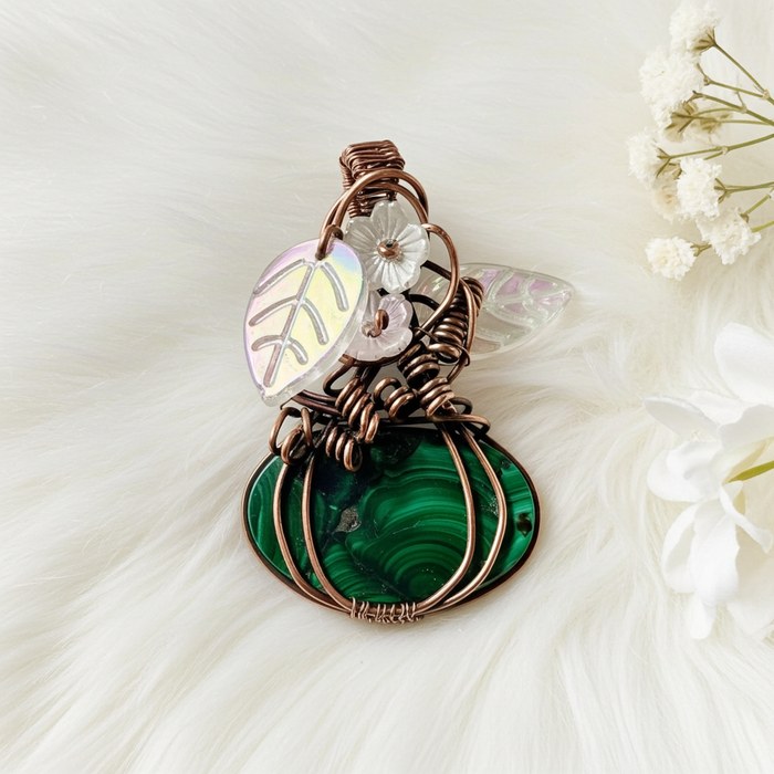 Malachite Pumpkin Pendant