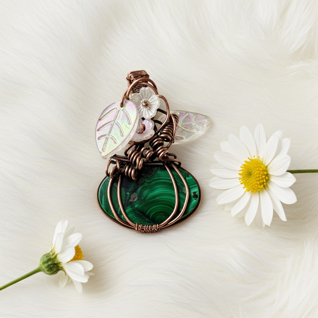 Malachite Pumpkin Pendant
