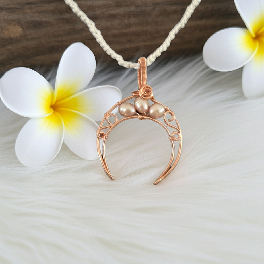 Freshwater Pearl Crescent Moon Pendant - Connie’s Crystals 