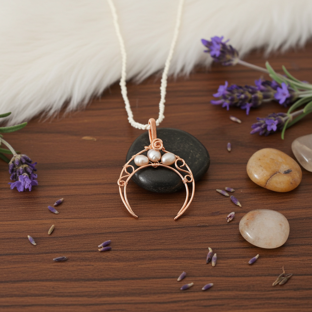 Freshwater Pearl Crescent Moon Pendant - Connie’s Crystals 