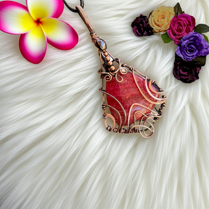 Rhodochrosite Wire Wrapped Pendant