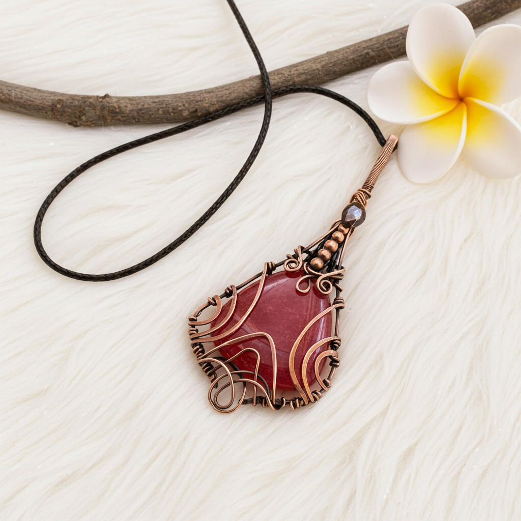 Rhodochrosite Wire Wrapped Pendant