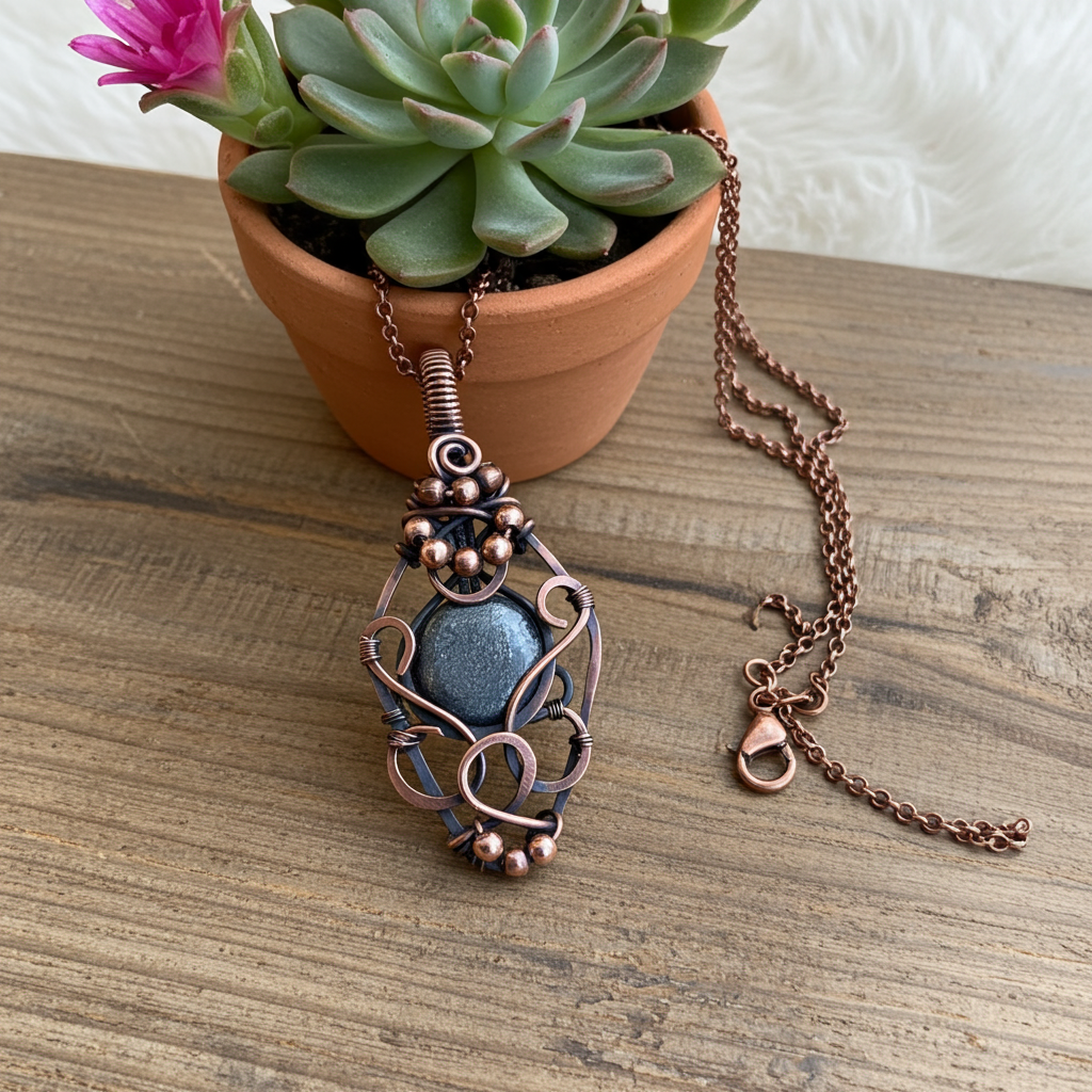 Marcasite Wire Wrapped Pendant - Connie’s Crystals 