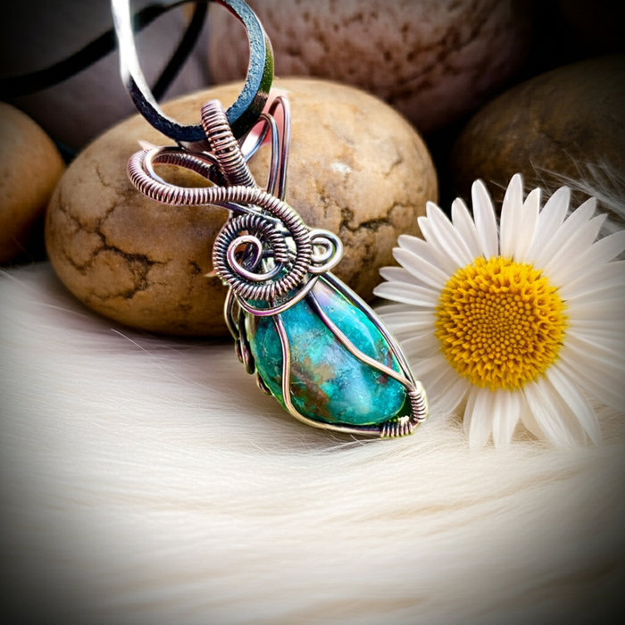 Chrysocolla Wire Wrapped Pendant - Connie’s Crystals 