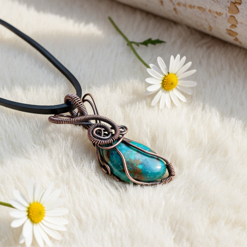 Chrysocolla Wire Wrapped Pendant - Connie’s Crystals 