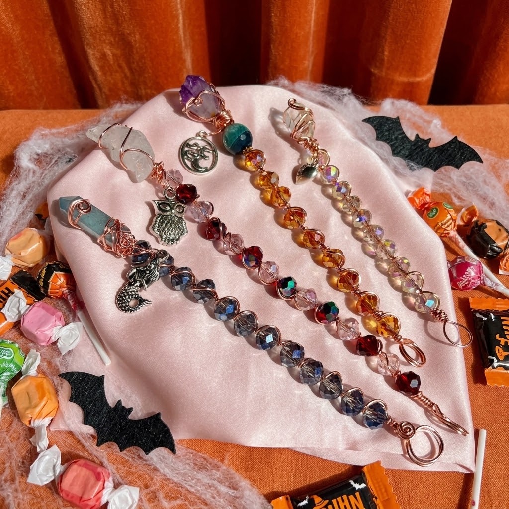 Crystal Wands – Copper Wrapped Crystals with Tibetan Silver Charms