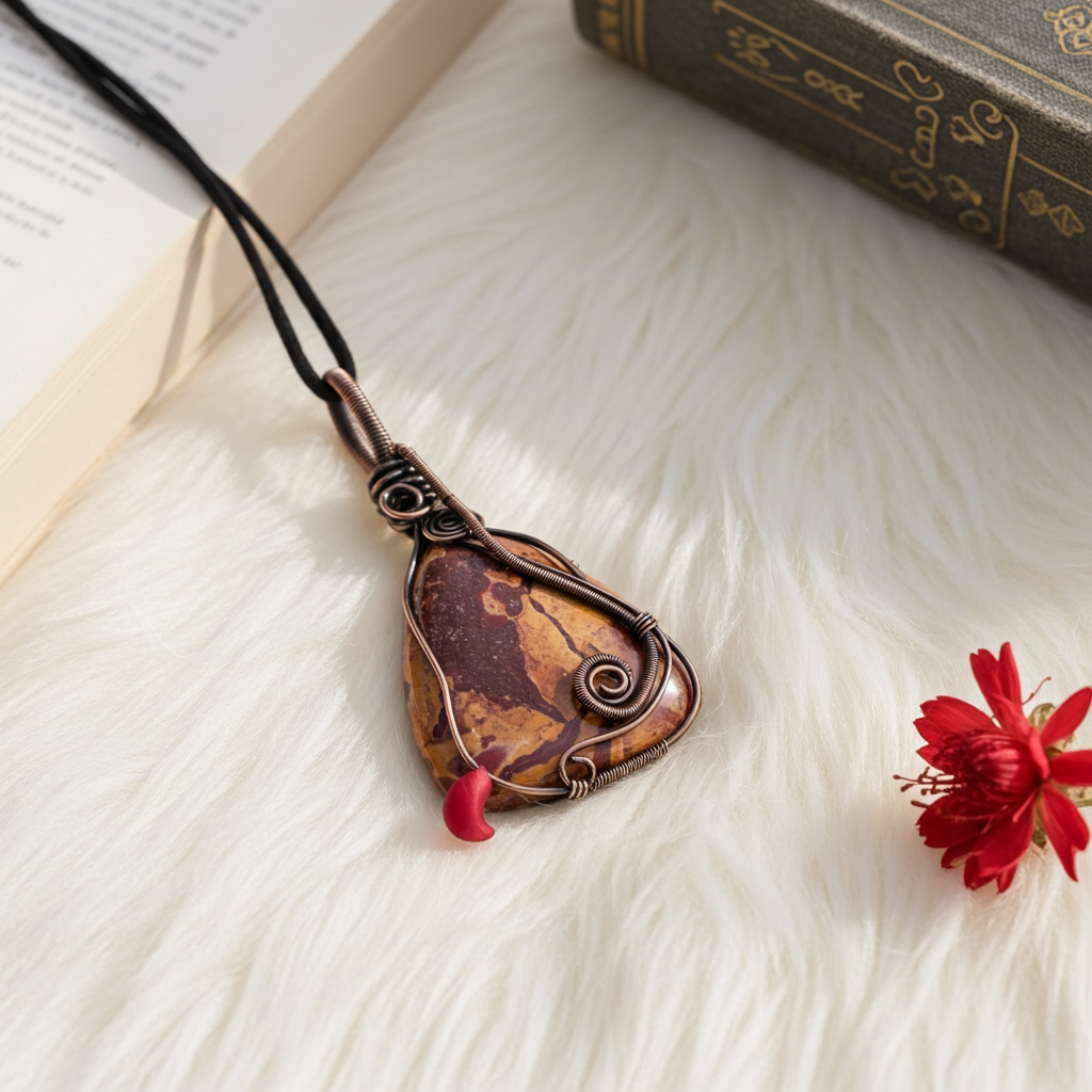 Mookaite Wire Wrapped Pendant - Connie’s Crystals 