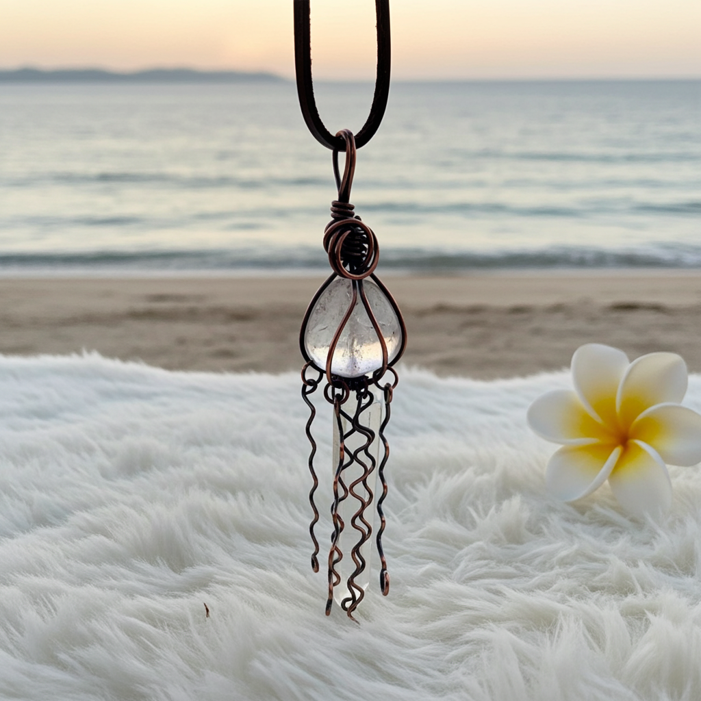Quartz Crystal Jellyfish Pendant