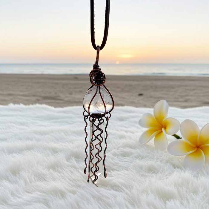 Quartz Crystal Jellyfish Pendant