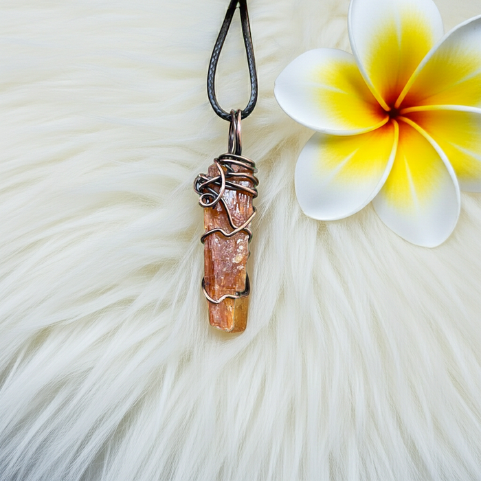 Orange Kyanite Wire Wrapped Pendant - Connie’s Crystals 