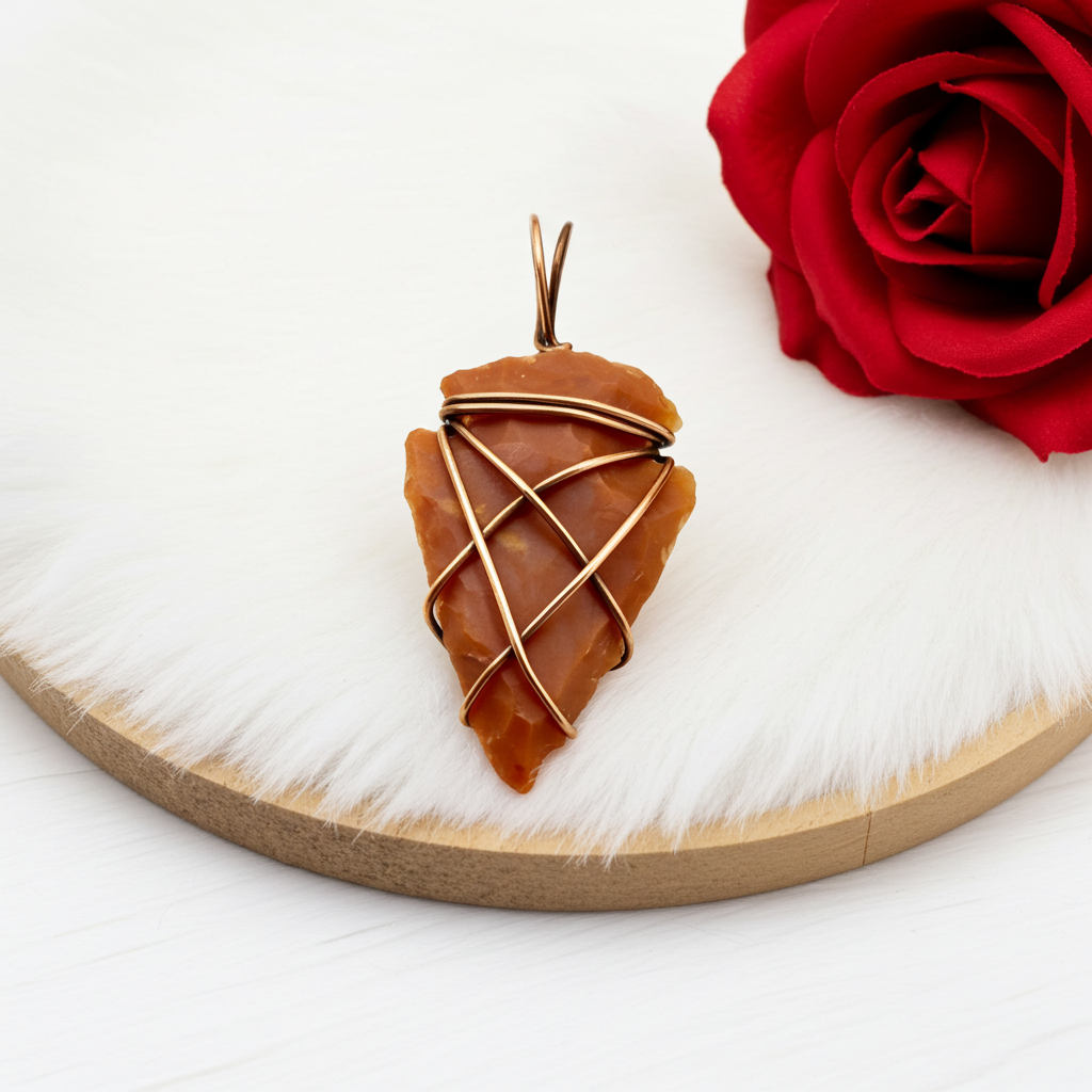 Red Jasper Arrowhead Wire Wrapped Pendant - Connie’s Crystals 