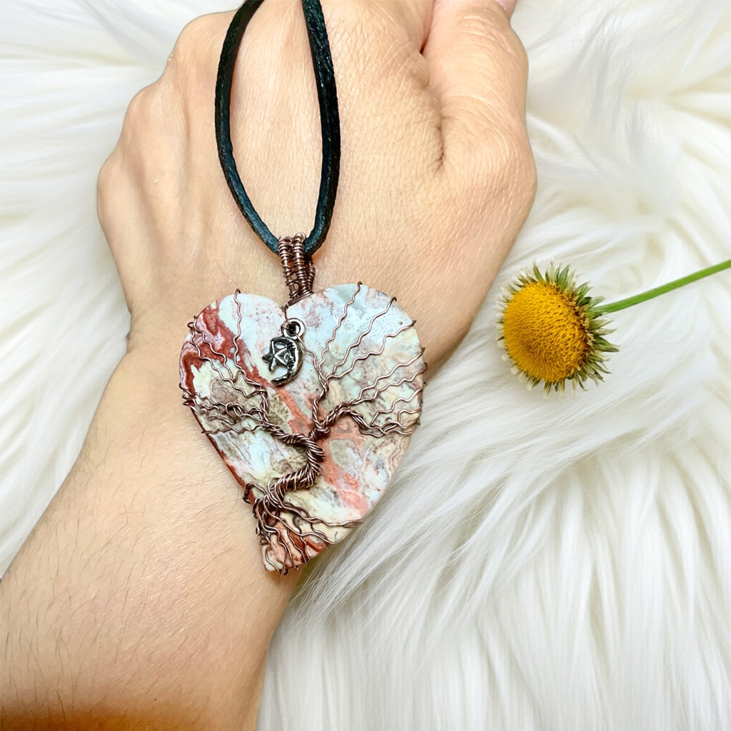 Mexican Lace Agate Tree of Life Pendant - Connie’s Crystals 
