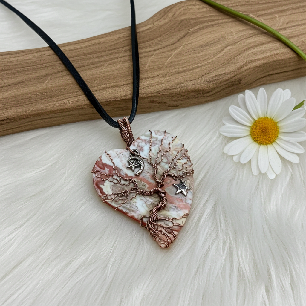 Mexican Lace Agate Tree of Life Pendant - Connie’s Crystals 