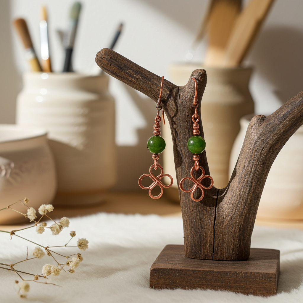 Jade Flower Dangle Earrings - Connie’s Crystals 