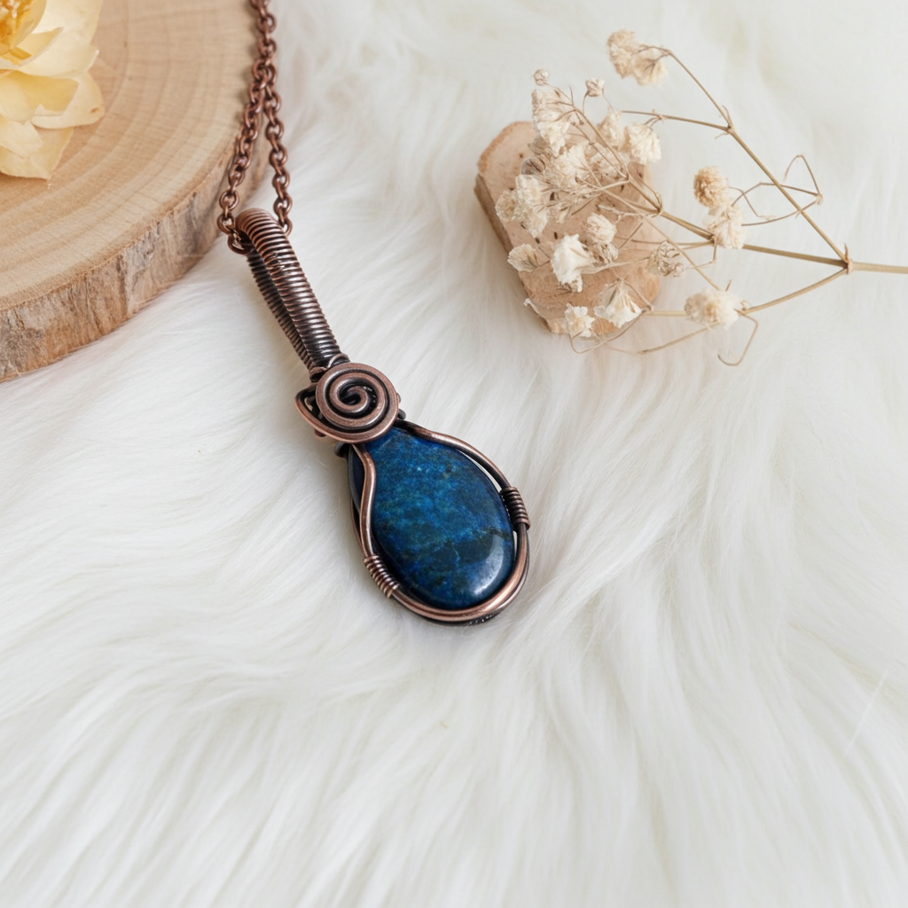 Azurite With Chrysocholla Pendant - Connie’s Crystals 