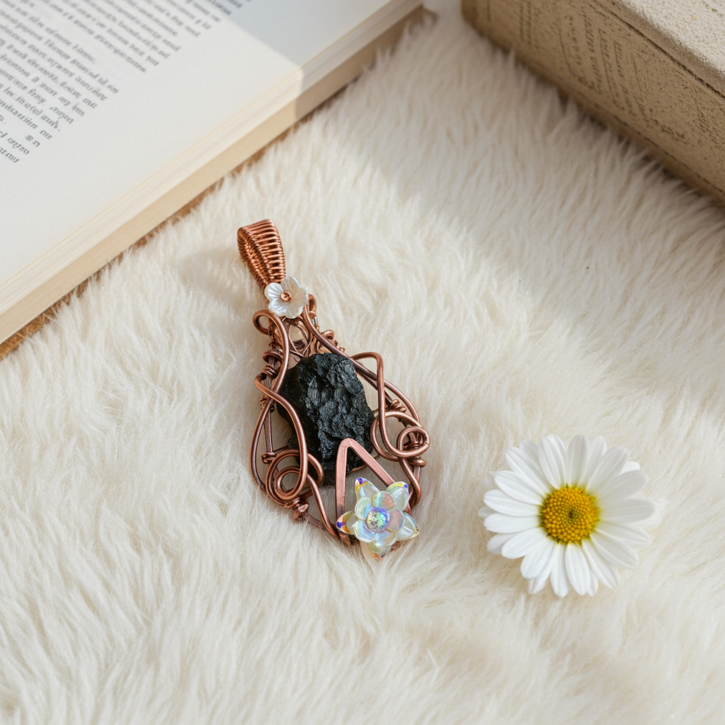 Moldavite Wire Wrapped Pendant