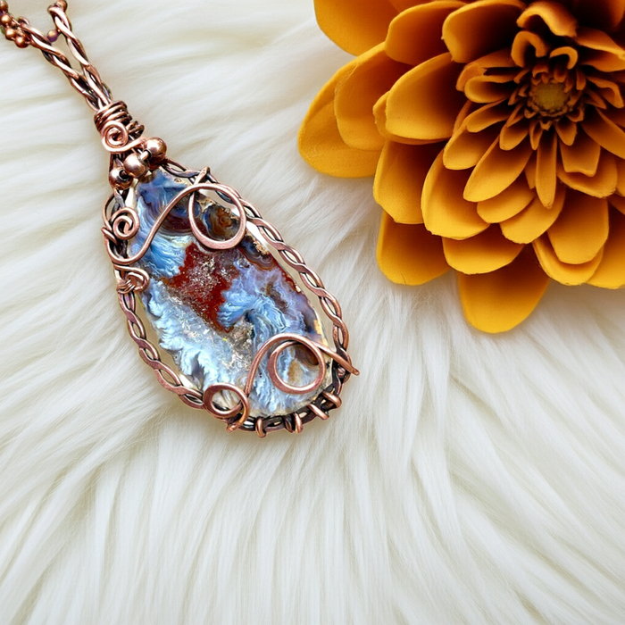 Druzy Geode Agate Wire Wrapped Pendant - Connie’s Crystals 