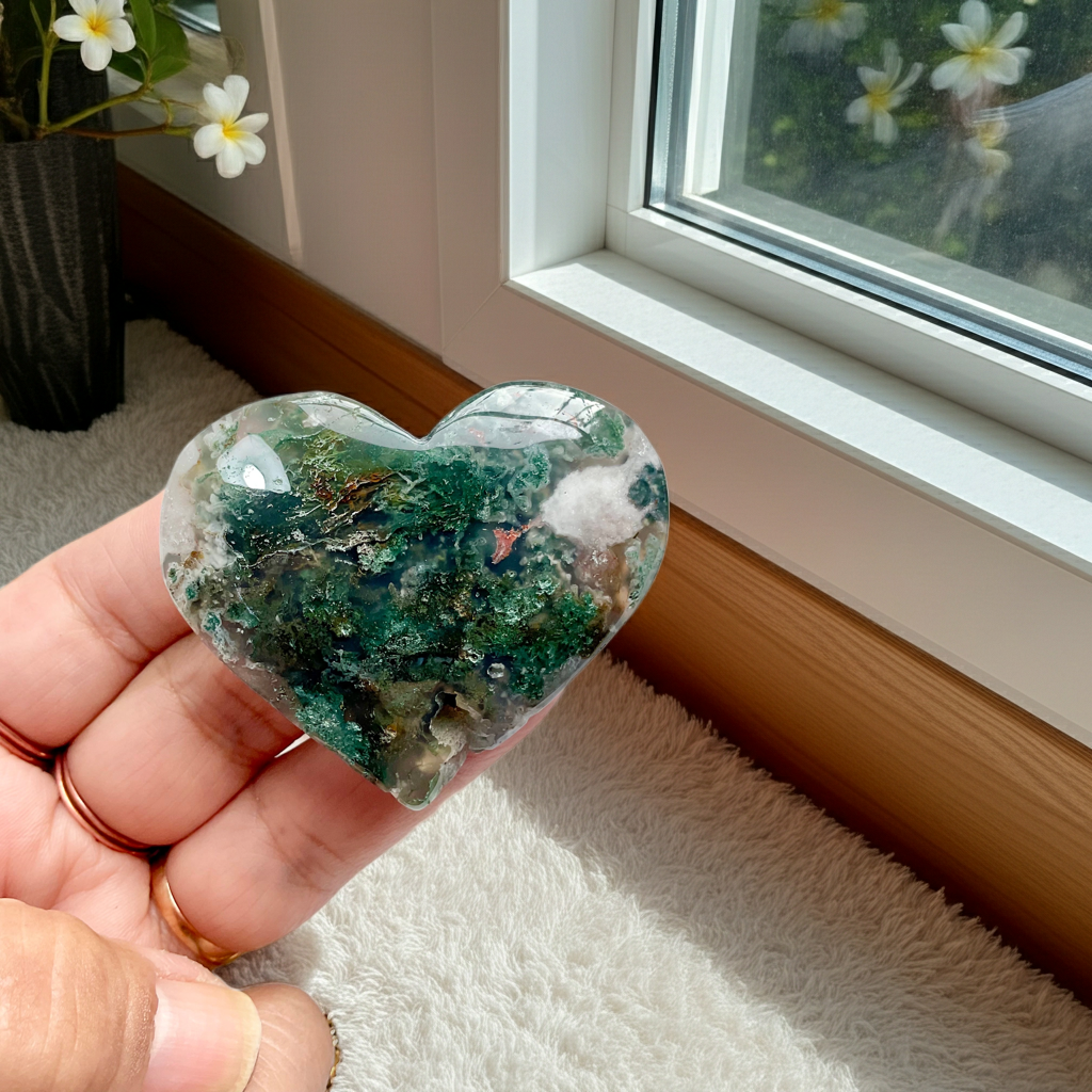 Ocean Agate Druzy Heart