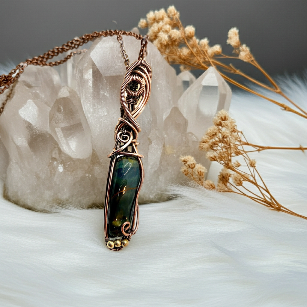 Blue Tiger Eye Wire Wrapped Pendant - Connie’s Crystals 