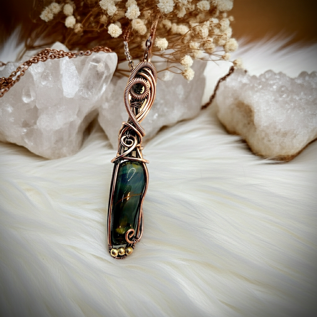 Blue Tiger Eye Wire Wrapped Pendant - Connie’s Crystals 
