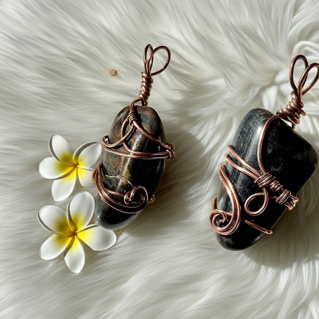 Blue Tiger Eye Wire Wrapped Pendants - Connie’s Crystals 