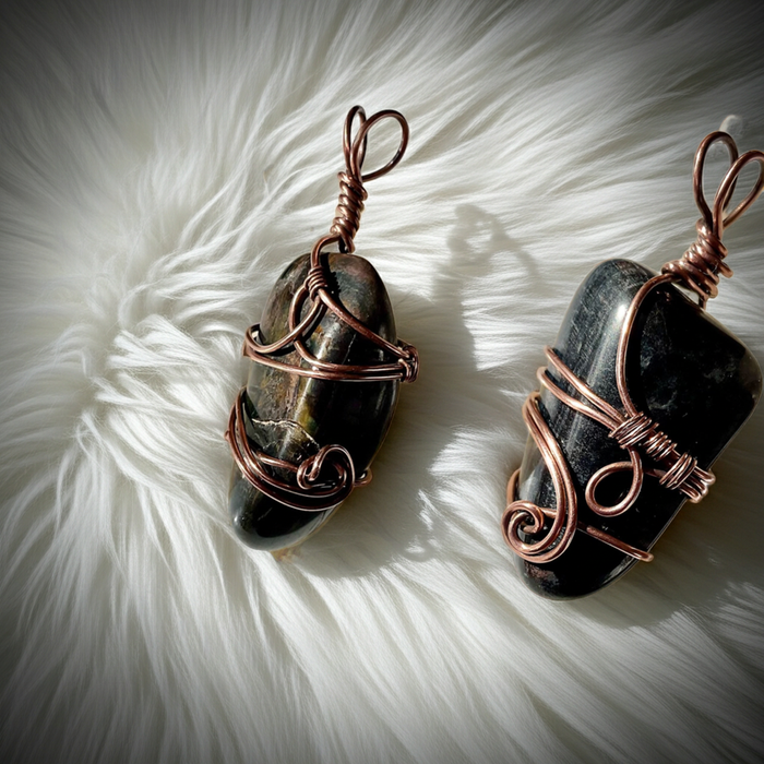 Blue Tiger Eye Wire Wrapped Pendants - Connie’s Crystals 