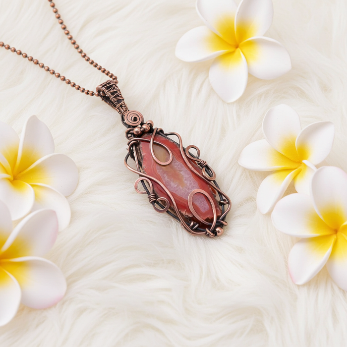 Druzy Geode Agate Slice Wire Wrapped Pendant - Connie’s Crystals 