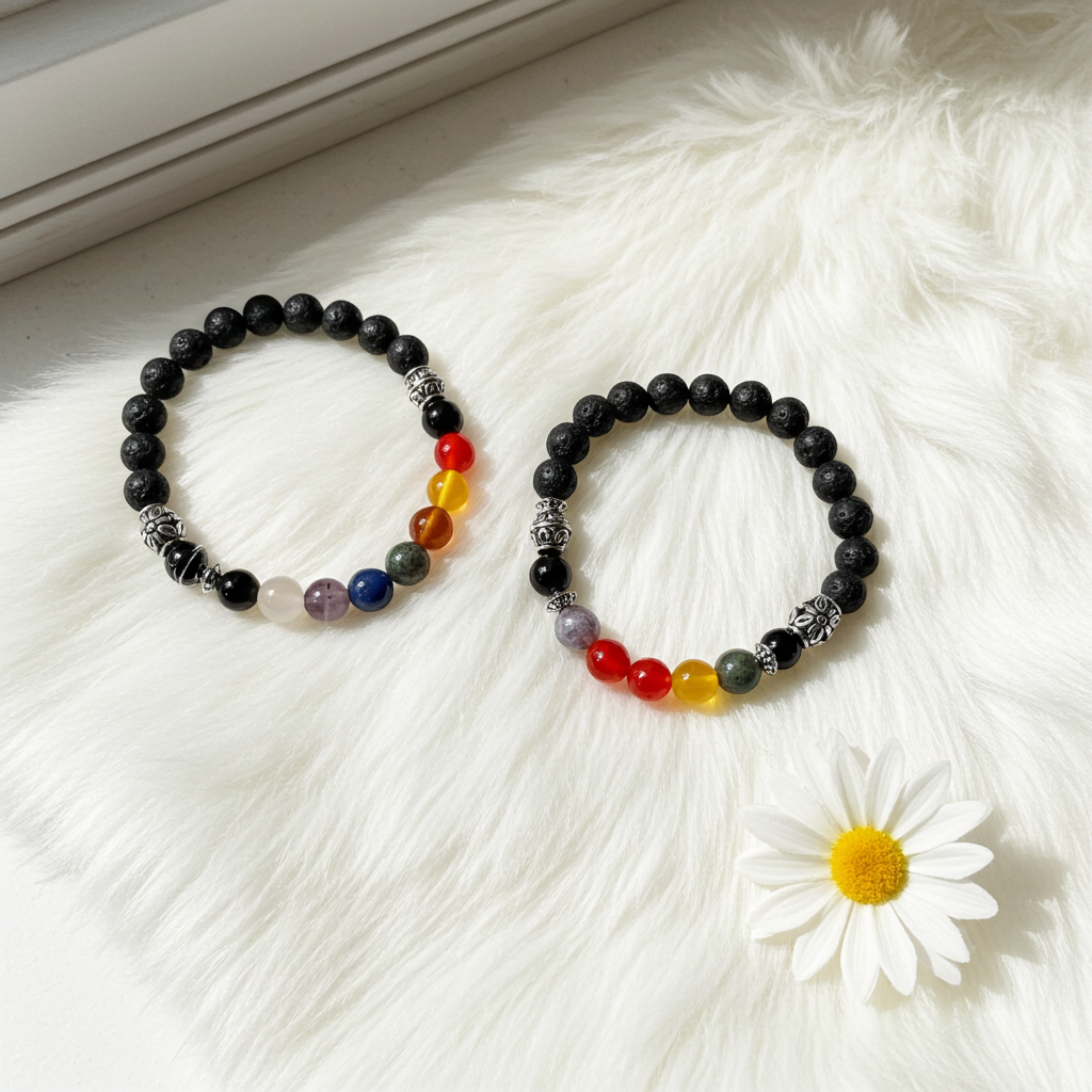 Chakra Aromatherapy Stretch Bracelets – Align • Empower • Ground - Connie’s Crystals 