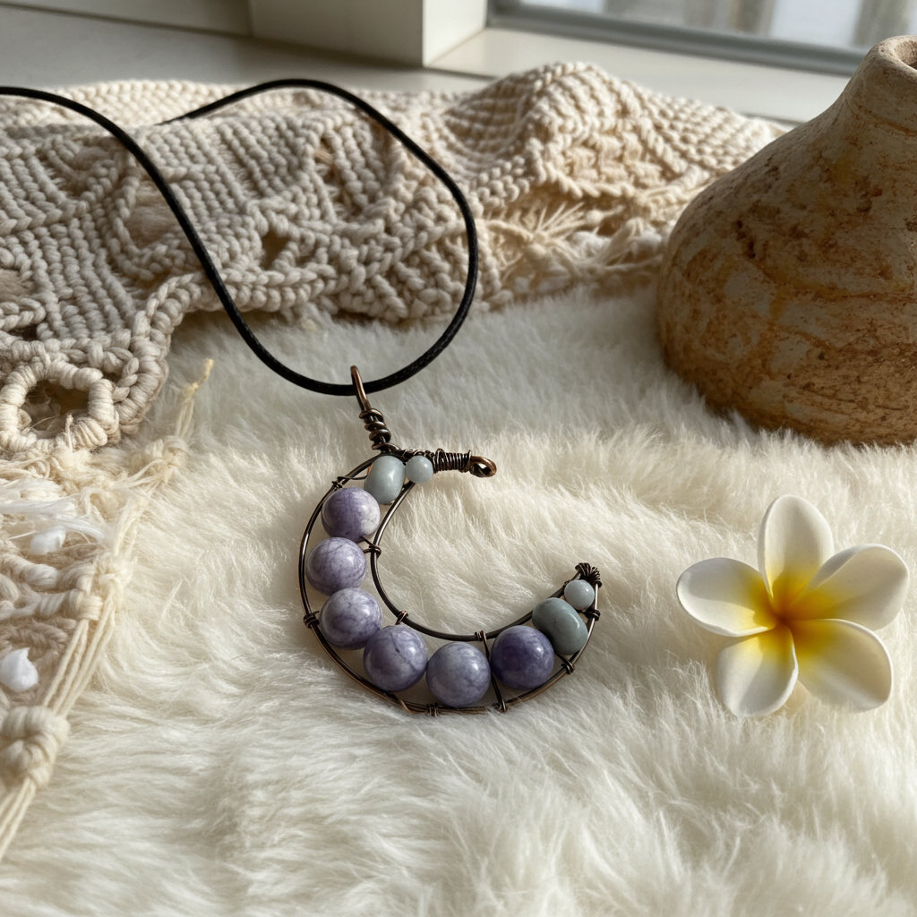 Celestite Moon Pendant - Connie’s Crystals 