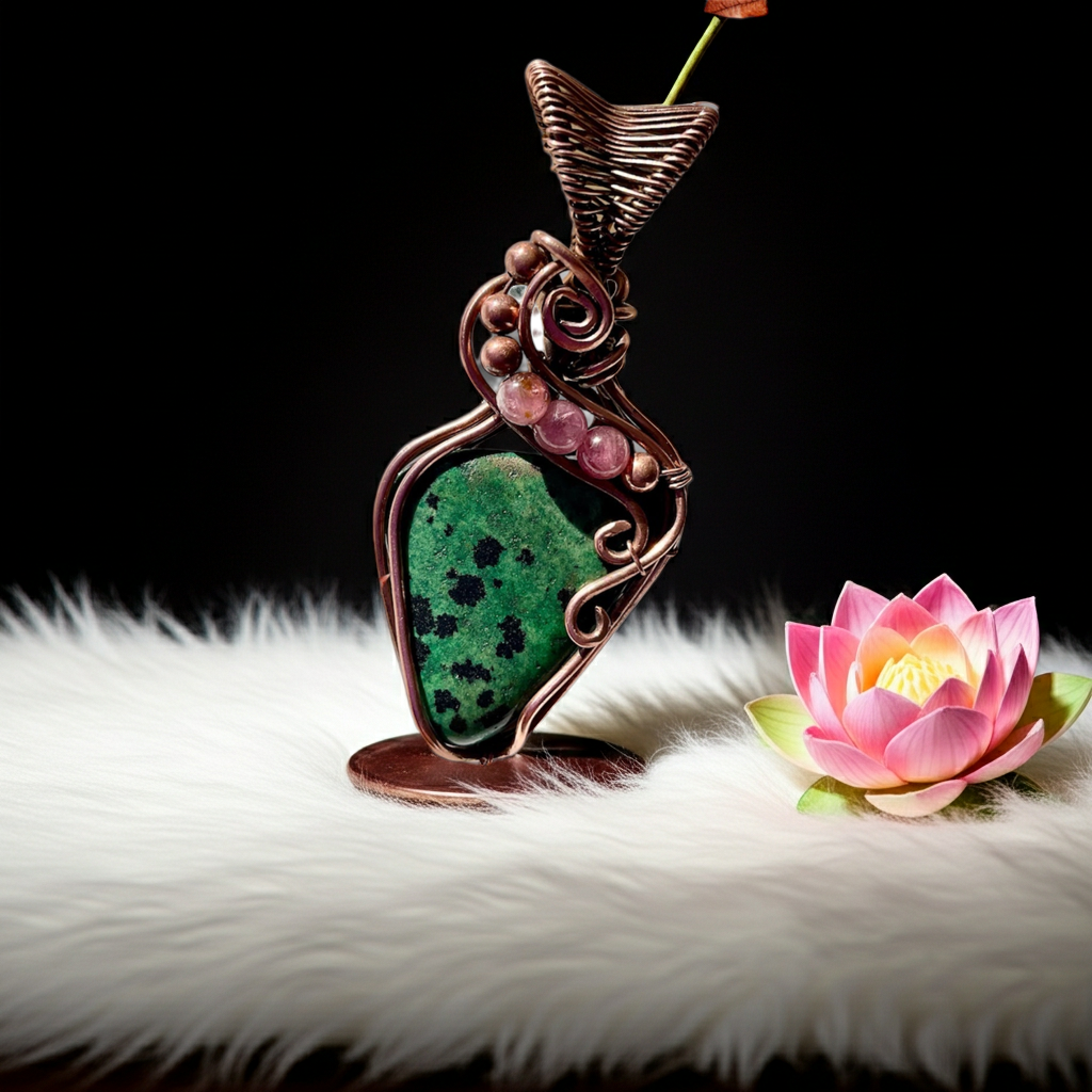 Green Dalmatian Jasper with Pink Tourmaline - Connie’s Crystals 