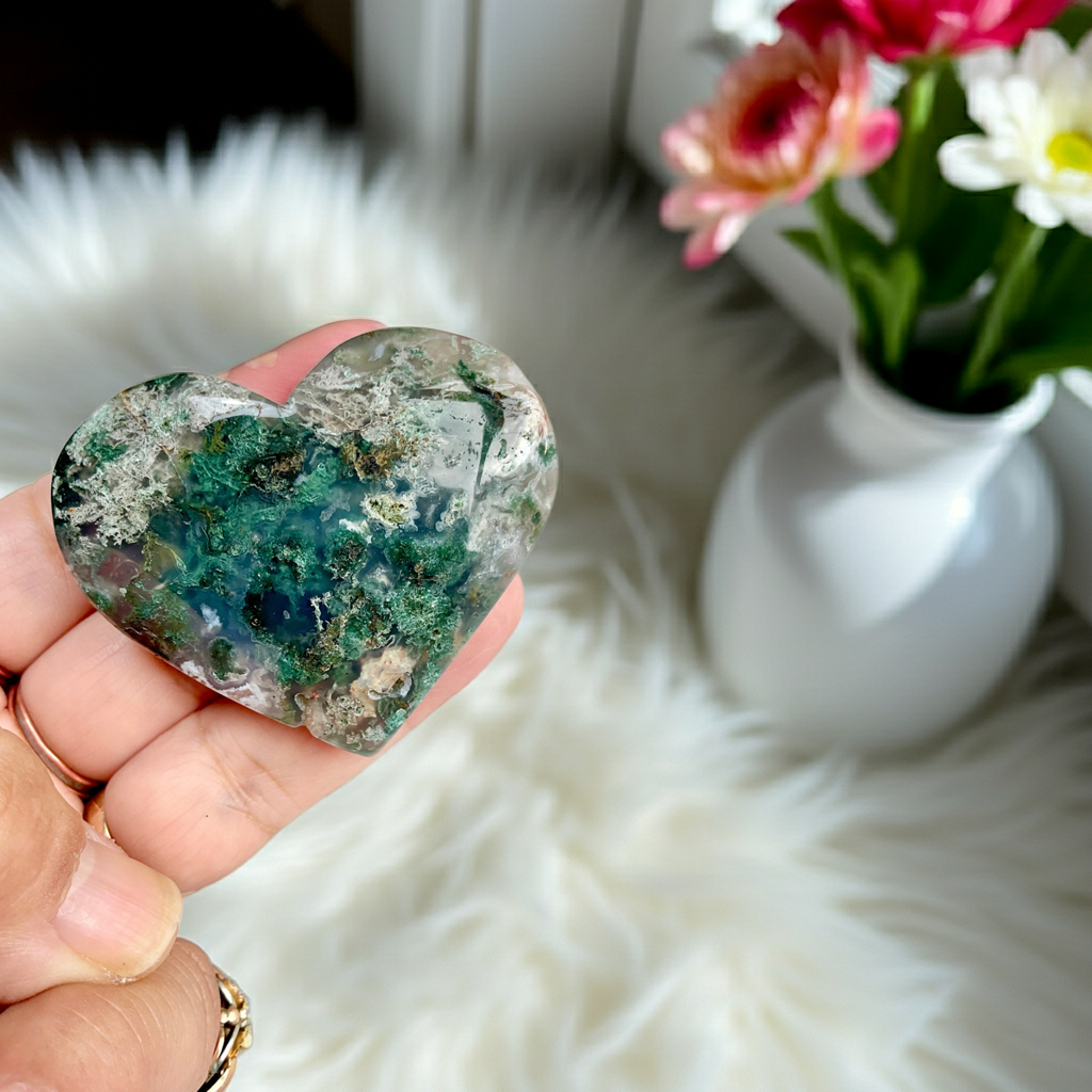 Ocean Agate Druzy Heart
