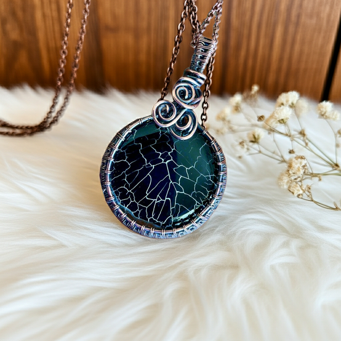 Black Fire Agate Wire Wrapped Pendant - Connie’s Crystals 